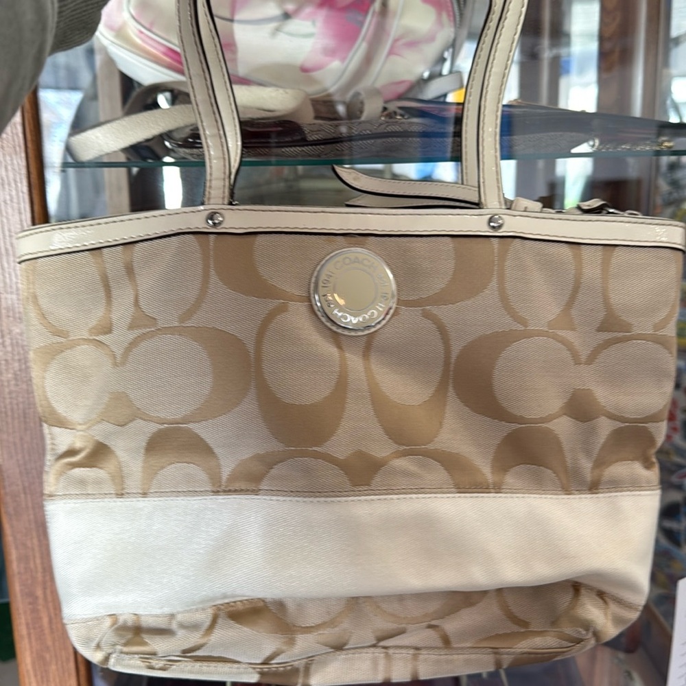 Coach cream signature bag